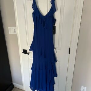 Elegant Blue Ruffled Dress